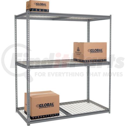 580958GY by GLOBAL INDUSTRIAL - Global Industrial&#153; High Cap. Starter Rack 72Wx48Dx96H 3 Levels Wire Deck 1000lb Per Shelf GRY