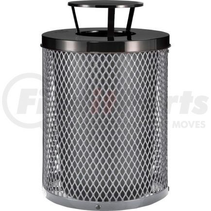 261926GY by GLOBAL INDUSTRIAL - Global Industrial&#153; Outdoor Diamond Steel Trash Can With Rain Bonnet Lid, 36 Gallon, Gray