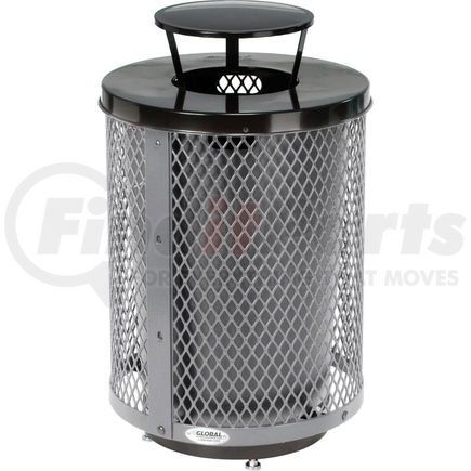 261926GYD by GLOBAL INDUSTRIAL - Global Industrial&#153; Outdoor Diamond Steel Trash Can W/Rain Bonnet Lid & Base, 36 Gallon, Gray