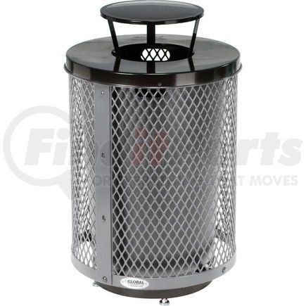 261926GYD by GLOBAL INDUSTRIAL - Global Industrial™ Outdoor Diamond Steel Trash Can W/Rain Bonnet Lid & Base, 36 Gallon, Gray