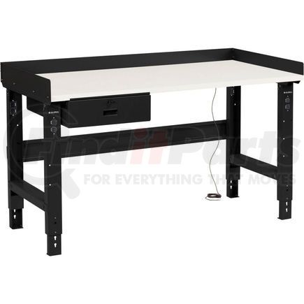 254960ABK by GLOBAL INDUSTRIAL - Global Industrial&#153; 60 x 30 Adj Height Workbench w/Drawer, Black- ESD Square Edge Top