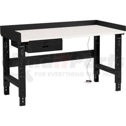 254960ABK by GLOBAL INDUSTRIAL - Global Industrial™ 60 x 30 Adj Height Workbench w/Drawer, Black- ESD Square Edge Top