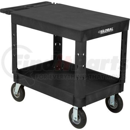 800345 by GLOBAL INDUSTRIAL - Global Industrial&#153; Flat Top Plastic Utility Cart, 2 Shelf, 44"Lx25-1/2"W, 8" Casters, Black