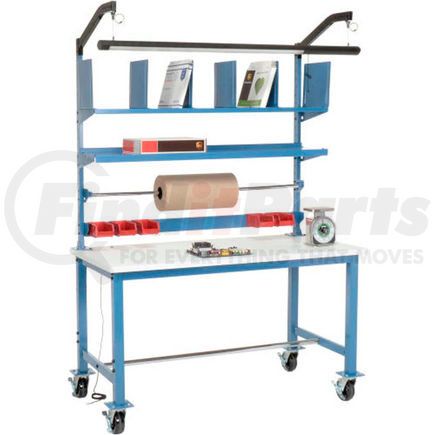 244199A by GLOBAL INDUSTRIAL - Global Industrial&#153; Mobile Packing Workbench ESD Square Edge - 60 x 30 with Riser Kit