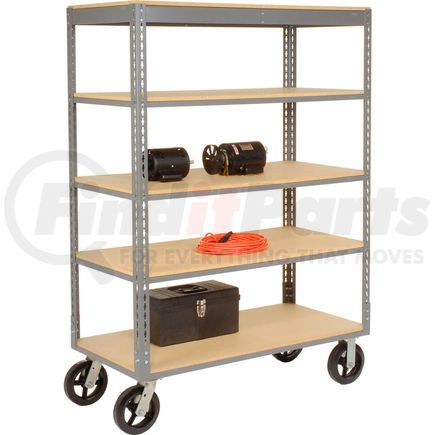 983116 by GLOBAL INDUSTRIAL - Global Industrial™ Easy Adjust Boltless 5 Shelf Truck 60 x 24 with Wood Shelves, Rubber Casters