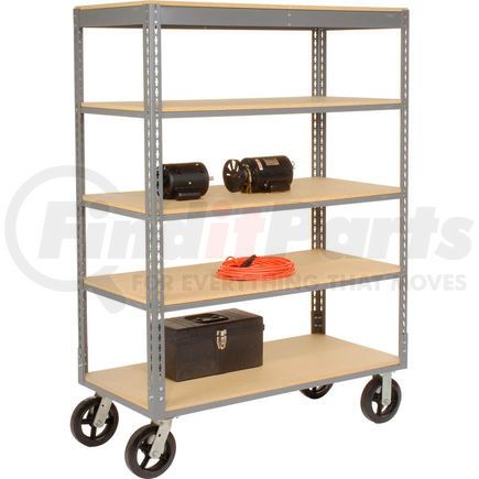 585420 by GLOBAL INDUSTRIAL - Global Industrial&#153; Easy Adjust Boltless 5 Shelf Truck 36 x 24 with Wood Shelves, Rubber Casters