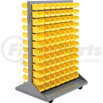 550170YL by GLOBAL INDUSTRIAL - Global Industrial&#153; Mobile Double Sided Floor Rack - 192 Yellow Stacking Bins 36 x 54