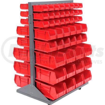 500165RD by GLOBAL INDUSTRIAL - Global Industrial&#153; Mobile Double Sided Floor Rack - 96 Red Stacking Bins 36 x 54