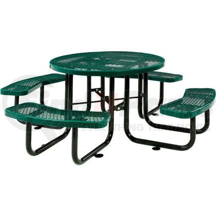 277150GN by GLOBAL INDUSTRIAL - Global Industrial&#153; 46" Round Outdoor Steel Picnic Table, Expanded Metal, Green