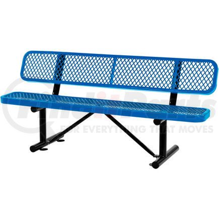 277154BL by GLOBAL INDUSTRIAL - Global Industrial&#8482; 6 ft. Outdoor Steel Bench with Backrest - Expanded Metal - Blue