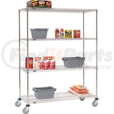 189516A by GLOBAL INDUSTRIAL - Nexel&#174; Stainless Steel Wire Shelf Truck 60x24x80 1200 Lb. Capacity