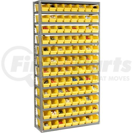 603443YL by GLOBAL INDUSTRIAL - Global Industrial&#153; Steel Shelving with 96 4"H Plastic Shelf Bins Yellow, 36x12x72-13 Shelves
