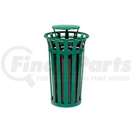 260803GN by GLOBAL INDUSTRIAL - Global Industrial&#153; Outdoor Slatted Steel Trash Can With Rain Bonnet Lid, 24 Gallon, Green