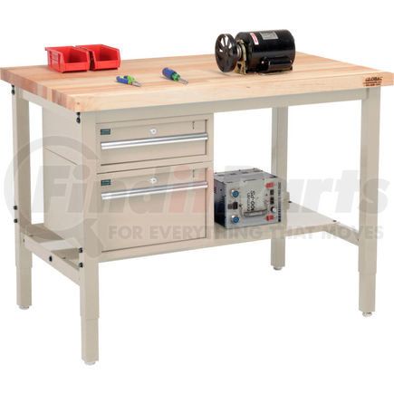 319277TN by GLOBAL INDUSTRIAL - Global Industrial&#153; 48"W x 30"D Production Workbench - Maple Square Edge - Drawers & Shelf - Tan