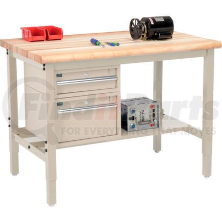 319278TN by GLOBAL INDUSTRIAL - Global Industrial&#153; 48"W x 30"D Production Workbench - Maple Safety Edge - Drawers & Shelf - Tan