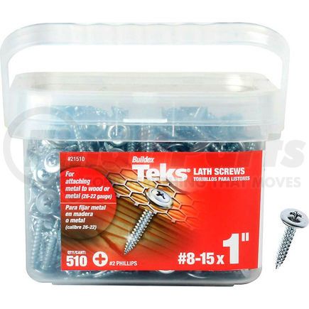 21510 by ITW BRANDS - ITW Teks Lath Sharp Point Screw - #8-15 x 1" - Pkg of 510 - 21510