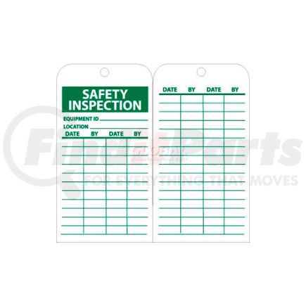 RPT170 by NATIONAL MARKER COMPANY - NMC RPT170 Tags, Safety Inspection, 6" X 3", White/Green, 25/Pk