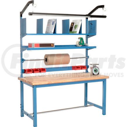 244198 by GLOBAL INDUSTRIAL - Global Industrial&#153; Packing Workbench Maple Butcher Block Safety Edge - 72 x 30 with Riser Kit