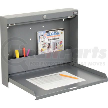319391 by GLOBAL INDUSTRIAL - Global Industrial&#153; Folding Wall Mount Shop Desk with Lock 20"W x 3-3/8"D x 16-3/8"H - Gray