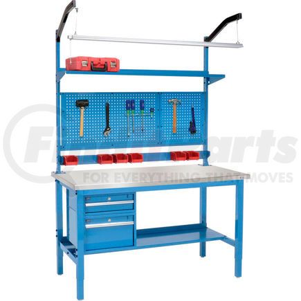 319339BL by GLOBAL INDUSTRIAL - Global Industrial&#153; 72x30 Production Workbench - Stainless Steel Square Edge Complete Bench Blue