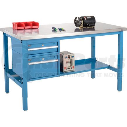 319235BL by GLOBAL INDUSTRIAL - Global Industrial&#153; 60x30 Production Workbench, Stainless Steel Square Edge, Drawers & Shelf BL