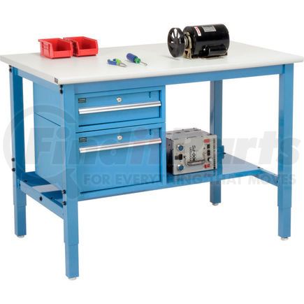 319280BL by GLOBAL INDUSTRIAL - Global Industrial&#153; 48"W x 30"D Production Workbench - ESD Safety Edge - Drawers & Shelf - Blue