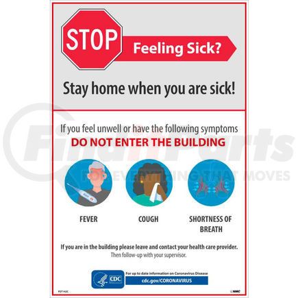PST142C by NATIONAL MARKER COMPANY - Stay Home When You Are Sick Poster, 12" X 18", Vinyl