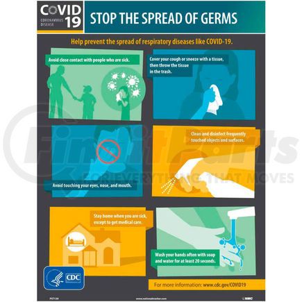 PST139 by NATIONAL MARKER COMPANY - Stop The Spread Of Germs Poster, English, 18" X 24", Synthetic paper