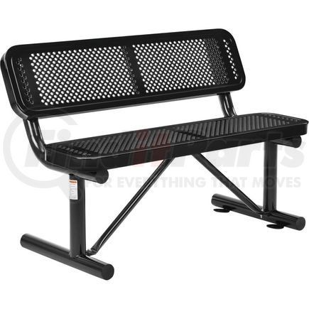 695744BK by GLOBAL INDUSTRIAL - Global Industrial&#8482; 4 ft. Outdoor Steel Bench with Backrest - Perforated Metal - Black