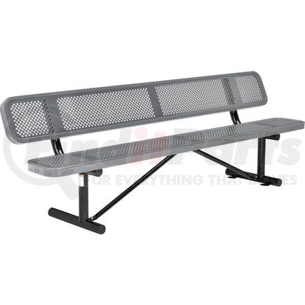 262077GY by GLOBAL INDUSTRIAL - Global Industrial&#8482; 8 ft. Outdoor Steel Picnic Bench with Backrest - Perforated Metal - Gray