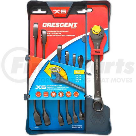 CX6RWS7 by APEX TOOL GROUP - Crescent CX6RWS7 Combination Wrench Set with Ratcheting Open-End and Static Box-End, 7-Piece