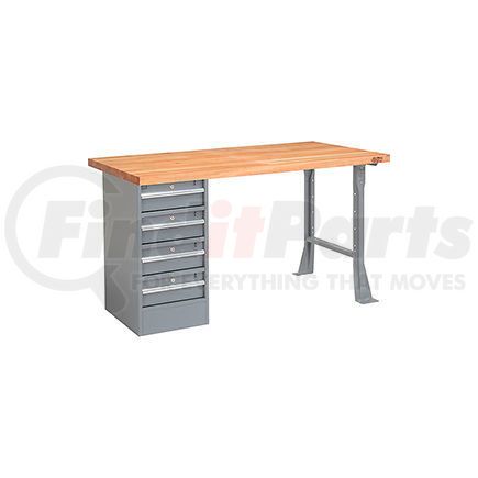 607677 by GLOBAL INDUSTRIAL - Global Industrial&#153; 72 x 30 Pedestal Workbench - 4 Drawers, Maple Block Square Edge - Gray