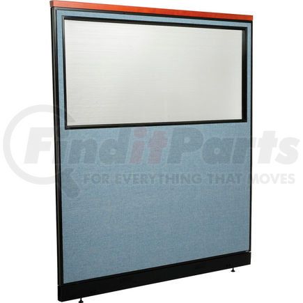 694733WPBL by GLOBAL INDUSTRIAL - Interion&#174; Deluxe Office Partition Panel w/Partial Window & Pass-Thru Cable 60-1/4Wx65-1/2H BLU