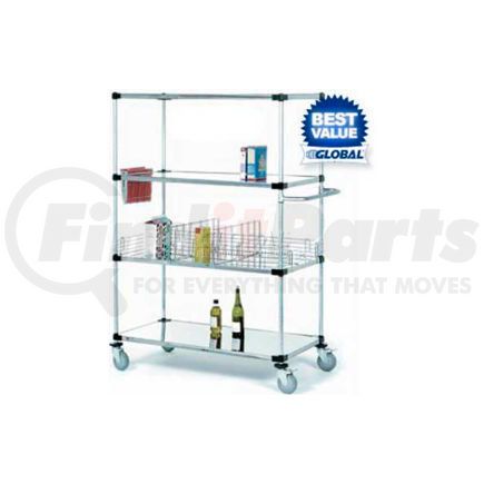 987458B by GLOBAL INDUSTRIAL - Nexel&#174; Stainless Steel Shelf Truck 48x18x80 1200 Lb. Capacity with Brakes