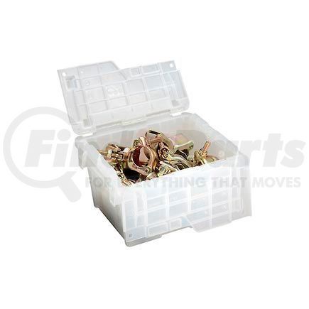 FP03-Clear by LEWIS-BINS.COM - ORBIS Flipak&#174; Attached Lid Container FP03 - 11-13/16 x 9-13/16 x 7-11/16, Clear