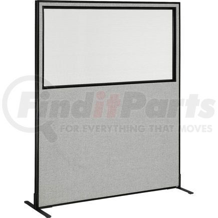 694681WFGY by GLOBAL INDUSTRIAL - Interion&#174; Freestanding Office Partition Panel with Partial Window, 60-1/4"W x 72"H, Gray