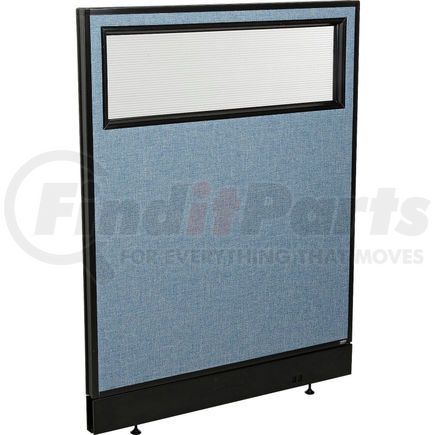 694754WPBL by GLOBAL INDUSTRIAL - Interion&#174; Office Partition Panel with Partial Window & Pass-Thru Cable, 36-1/4"W x 46"H, Blue