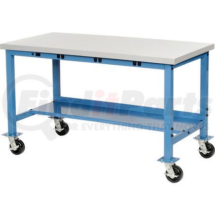 253986BBL by GLOBAL INDUSTRIAL - Global Industrial&#153; 60 x 30 Mobile Production Workbench - Power Apron, Laminate Safety Edge Blue