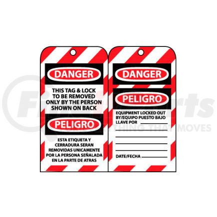 SPLOTAG1 by NATIONAL MARKER COMPANY - Bilingual Lockout Tags - This Tag & Lock To Be Removed Only By The Person Shown
