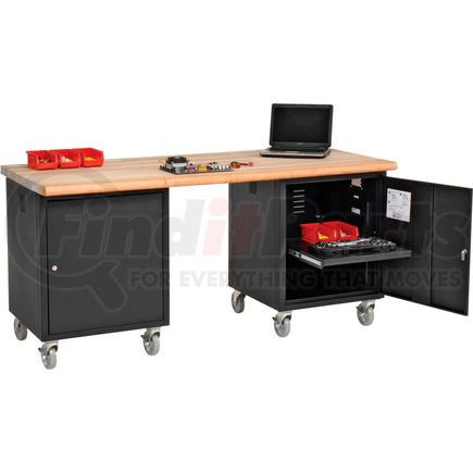 318650BK by GLOBAL INDUSTRIAL - Global Industrial&#153; 72 x 30 Maple Safety Edge Mobile Pedestal Workbench Black