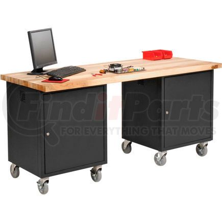 318651BK by GLOBAL INDUSTRIAL - Global Industrial&#153; 72 x 30 Maple Square Edge Mobile Pedestal Workbench Black