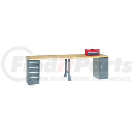 607957 by GLOBAL INDUSTRIAL - Global Industrial&#153; 144"W x 30"D Extra Long Industrial Workbench, Maple Square Edge - Gray