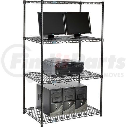 695394BK by GLOBAL INDUSTRIAL - Nexel&#153; 4-Shelf Wire Computer LAN Workstation, 36"W x 24"D x 63"H, Black