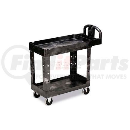 FG450088BLA by RUBBERMAID - Rubbermaid&#174; Plastic Tray Top Utility Cart, 2 Shelf, 39"Lx18"W, 5" Casters, Black