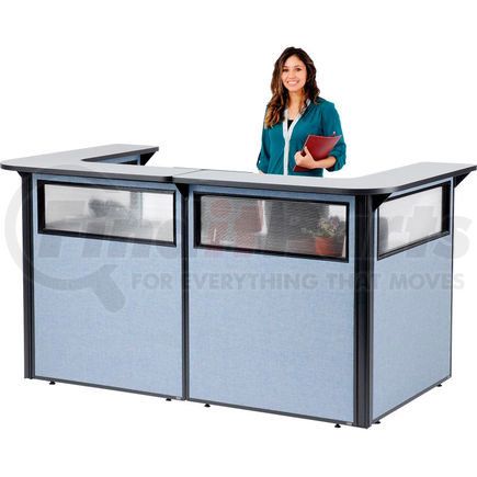694905WGB by GLOBAL INDUSTRIAL - Interion&#174; U-Shaped Reception Station with Window, 88" W x 44"D x 44"H, Gray counter, Blue Panel