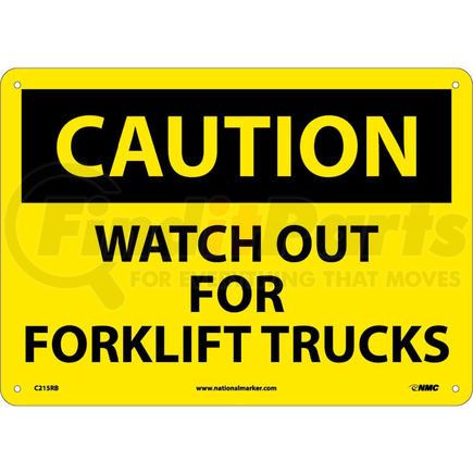 C215RB by NATIONAL MARKER COMPANY - Safety Signs - Caution Watch Out Forklift Trucks - Rigid Plastic 10"H X 14"W