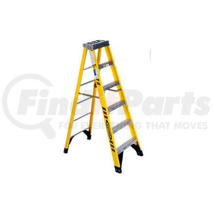 7306 by WERNER - Werner 6' Fiberglass Step Ladder w/ Aluminum Tool Tray 375 lb. Cap - 7306