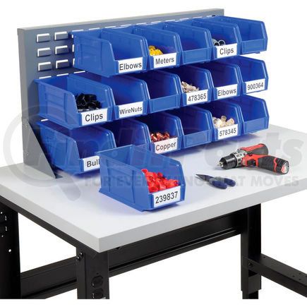 550154BL by GLOBAL INDUSTRIAL - Global Industrial&#153; Louvered Bench Rack 36"W x 20"H - 18 of Blue Premium Stacking Bins