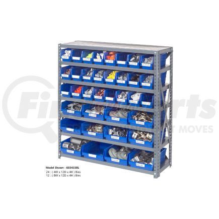 603438BL by GLOBAL INDUSTRIAL - Global Industrial&#153; Steel Shelving with 48 4"H Plastic Shelf Bins Blue, 36x18x39-7 Shelves