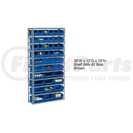603253BL by GLOBAL INDUSTRIAL - Global Industrial&#153; Steel Open Shelving with 36 Blue Plastic Stacking Bins 10 Shelves - 36x12x73
